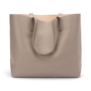 Cuyana Classic large Structured Leather Tote Stone/Blush Pebbled Leather
